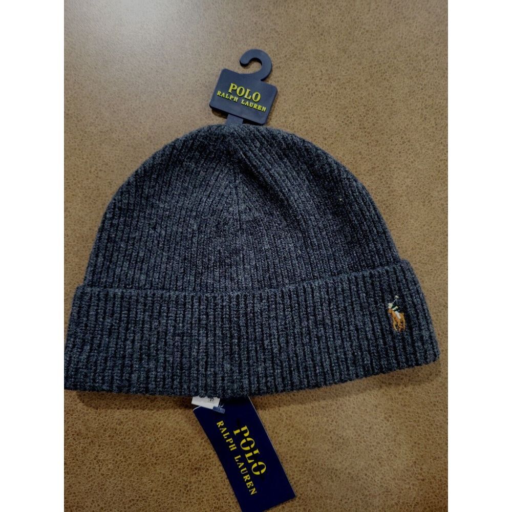 Polo Ralph Lauren Men's Beanie w/ Multicolor Signature Embroidered Pony Hat Gray